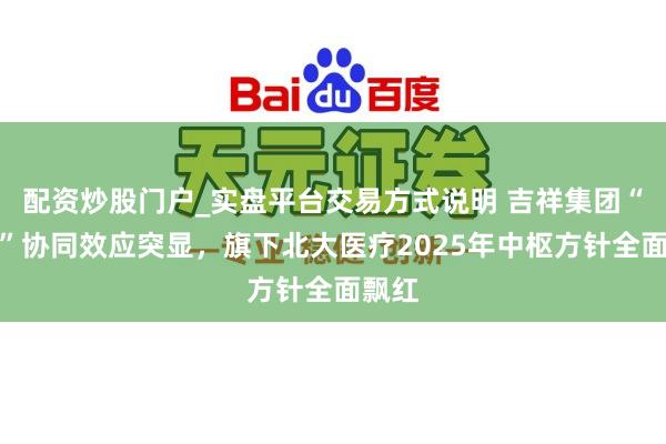 配资炒股门户_实盘平台交易方式说明 吉祥集团“医险”协同效应突显，旗下北大医疗2025年中枢方针全面飘红