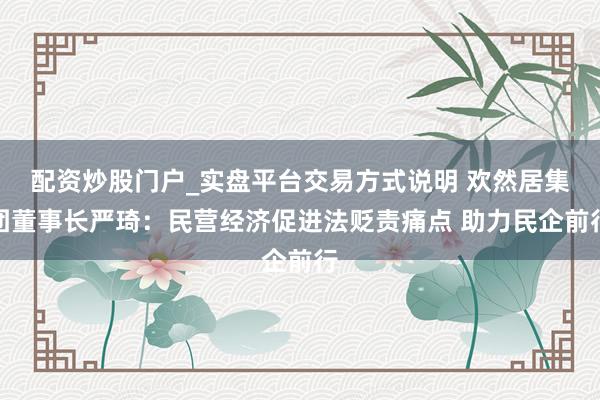 配资炒股门户_实盘平台交易方式说明 欢然居集团董事长严琦：民营经济促进法贬责痛点 助力民企前行